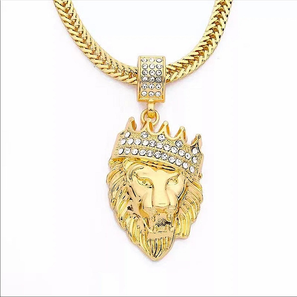 Hip Hop 18K Gold Plated Lion Necklace - Picture 1 of 4